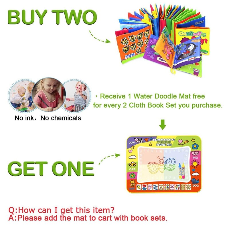 8x Baby Eerste Niet Giftig Zachte Doek Boek Set Crinkle, multicolor & 1x Baby Bal Kleurrijke Zintuiglijke Bal Speelgoed Zachte Ring Bell
