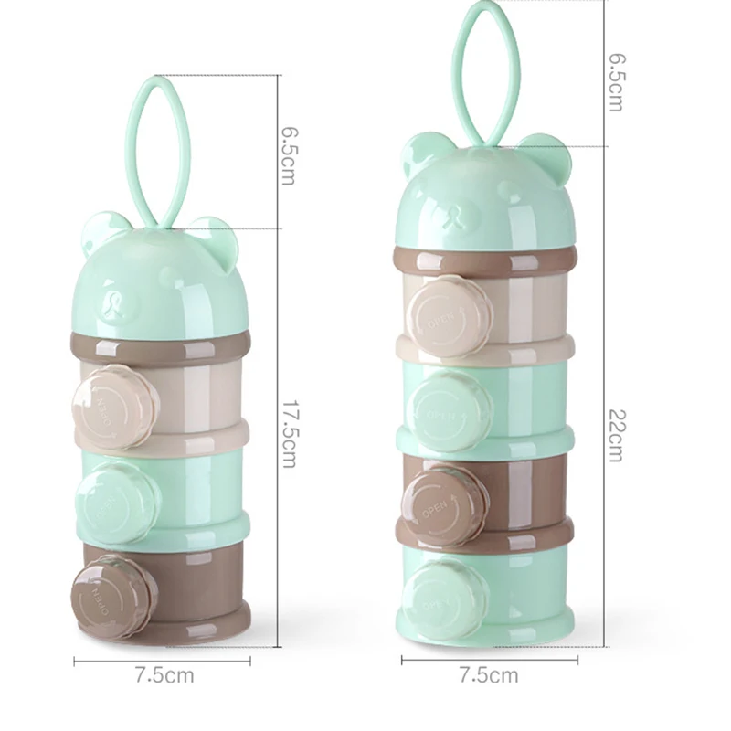 3/4Layer Bear Style Portable Baby Food Storag Box Multiple Openings Cereal Cartoon Infant Milk Powder Box Toddle Snack Container