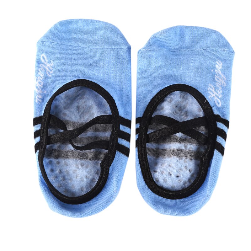 Joga skarpetki damskie okrągłe głowy bez pleców bawełna antypoślizgowe bandaż skarpety sportowe wentylacja Pilates skarpetki baletowe taniec skarpety kapcie: niebieski