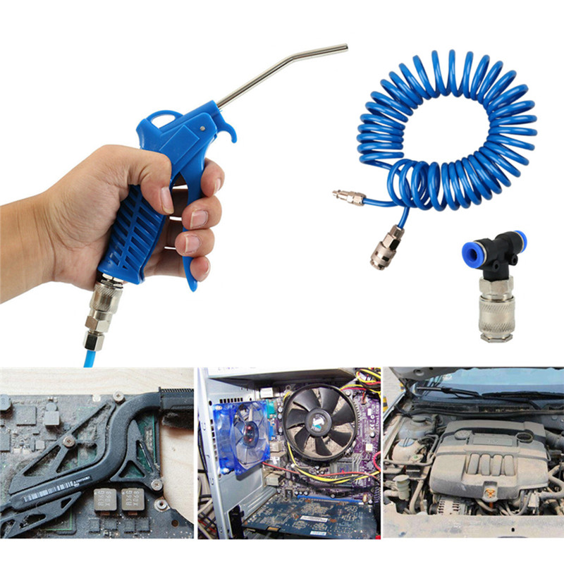 Air Duster Spuitpistool Auto Truck Dust Blower Hoge Druk Reinigen Tool Met T-Connector 5 M Opgerolde Slang auto Accessoires