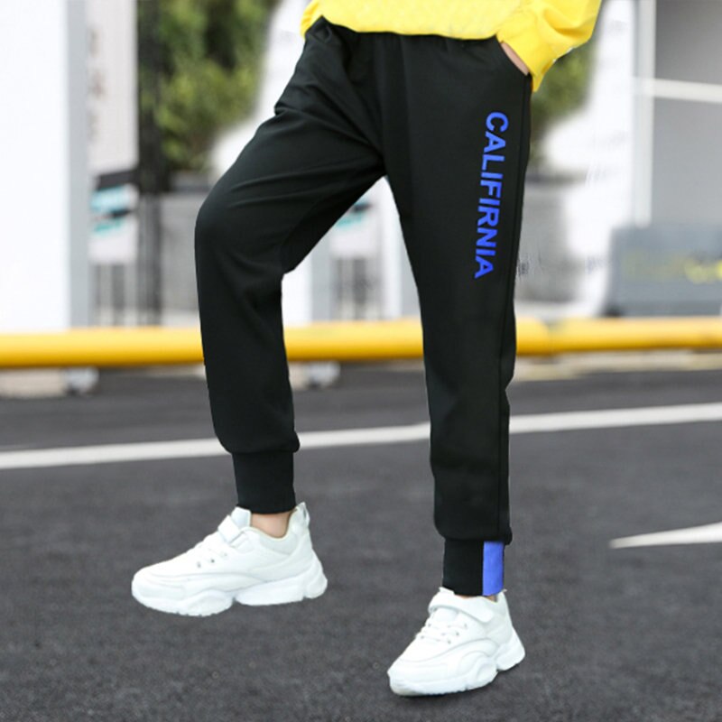Koreansk stil slim fit sportsbukser til teenagere børn dreng bomulds fleece blyantbukser børn afslappede højtaljede joggingbukser