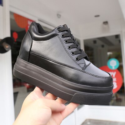 Wedge Black Sneakers Women Shoes Spring Autumn Waterproof Platform Increased Single High-heeled Casual E0-83: 5