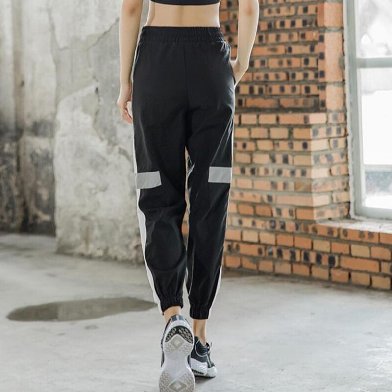 Vrouwen running sport broek yoga verstelbare taille jogging broek brief gedrukt