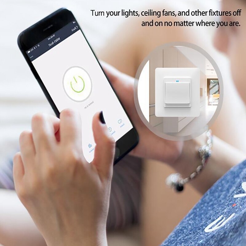 WiFi Smart Switch Light Switch Push Button Smart Life APP Remote Control Works with Alexa Google Home for Voice Control EU Plug