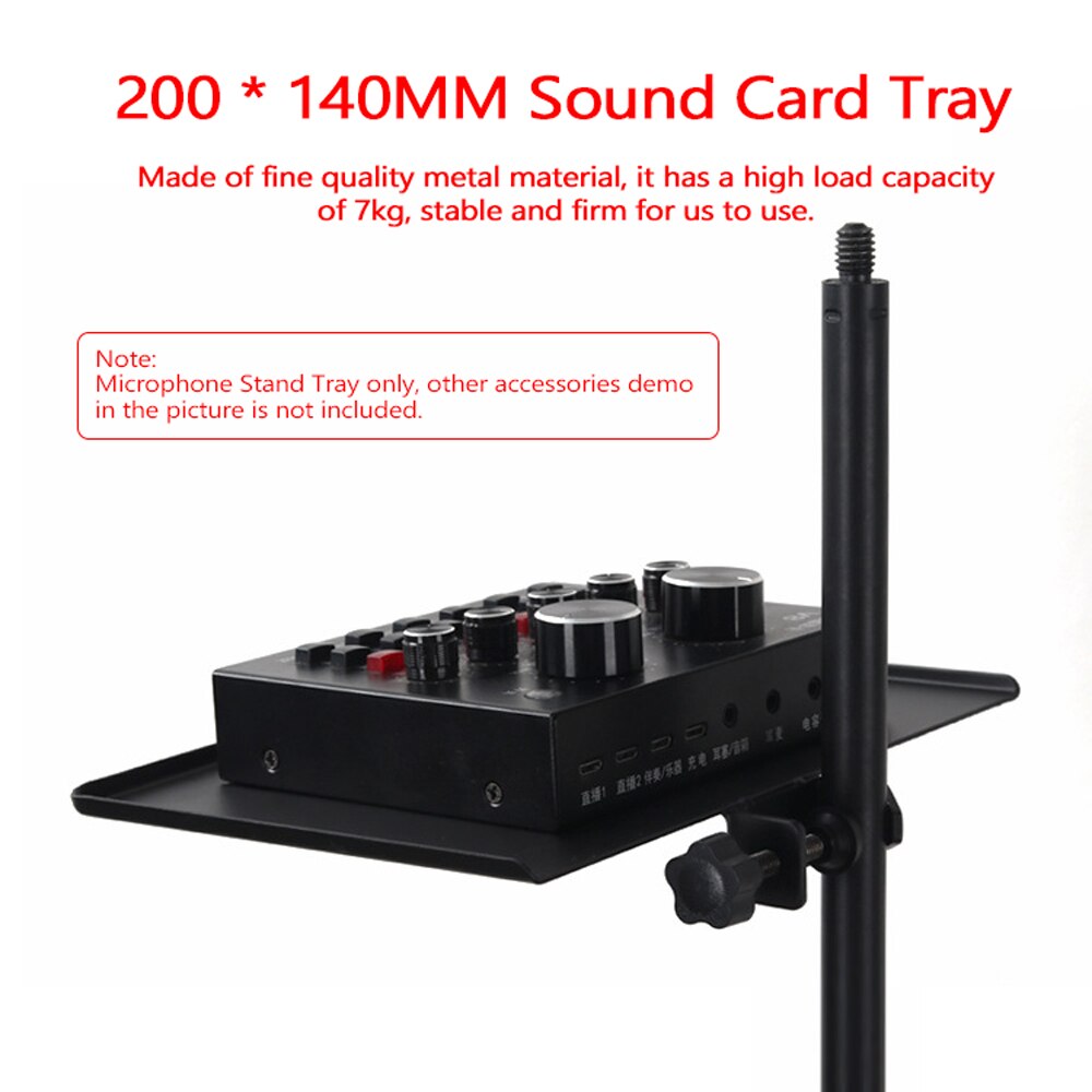 200 * 140MM Sound Card Tray Live Broadcast Microphone Rack Stand Tray Tripod Phone Holder for Outdoor Photography