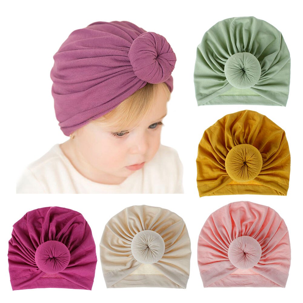 18 kleuren babyhoedjes voor meisjes, strikjes, tulbandhoedjes, babyfotografie-accessoires, katoenen kindermutsjes, babymutsjes en kinderhoedjes.