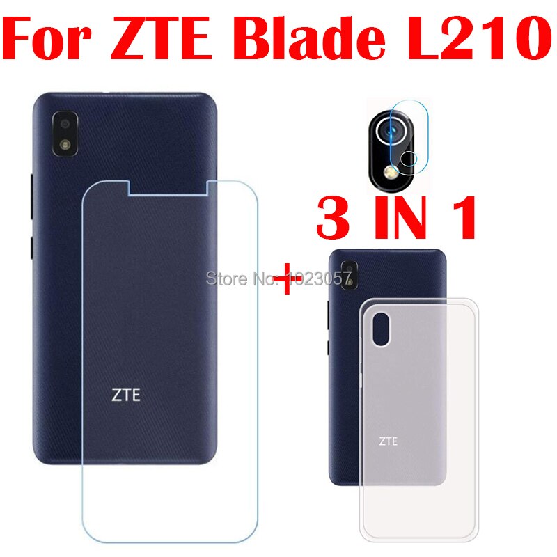 3-in-1 Case + Camera Tempered Glass On For ZTE Blade L210 ScreenProtector Glass For ZTE Blade L210 2.5D Glass: 3 in 1 White Case