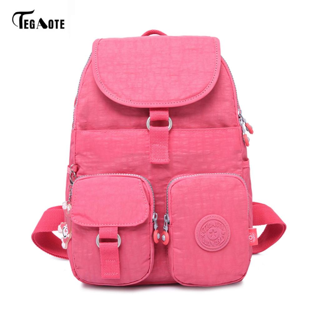 TEGAOTE School Backpack for Teenage Girls Mochila Feminine Backpacks Women Solid Famous Nylon Casual Laptop Bagpack Female