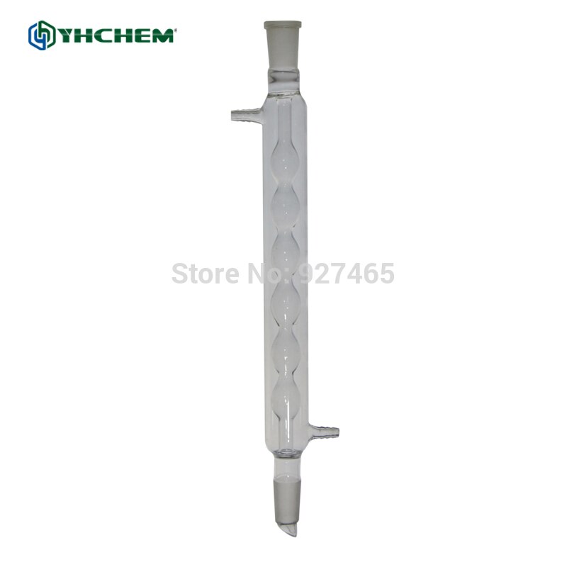 YHChem Lab Coil Reflux Condenser,300mm Length, 24/29 Joint,10mm hose connection