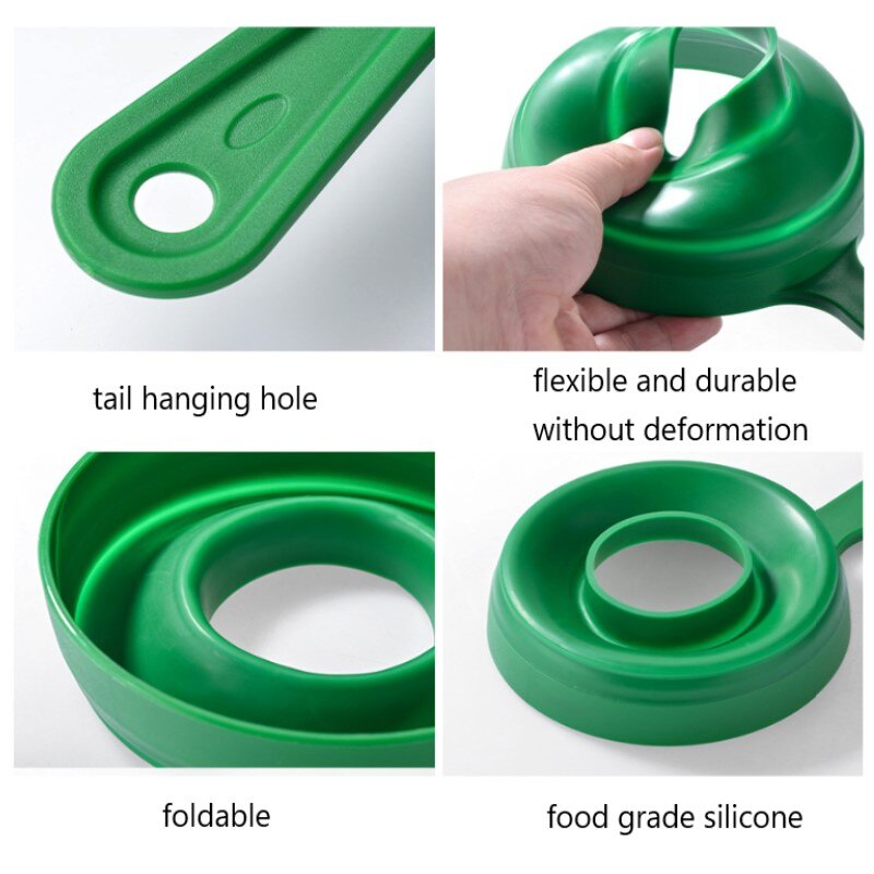 Wide Mouth Folding Telescopic Funnel Liquid Jam Spice Filling Funnel Food Grade Silicone Canned Jar Funnel Kitchen Accessories