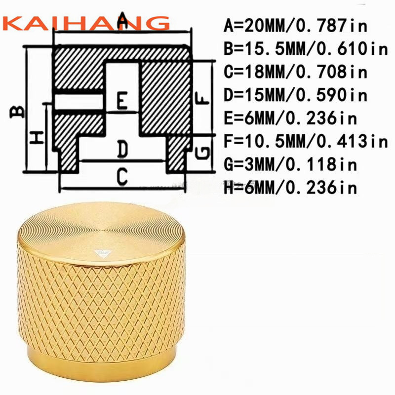 1PCS 20*15.5MM Alle aluminium Gekartelde knop cap Potentiometer Knop Panel bediening knop cap ronde gat 6mm: Army Green