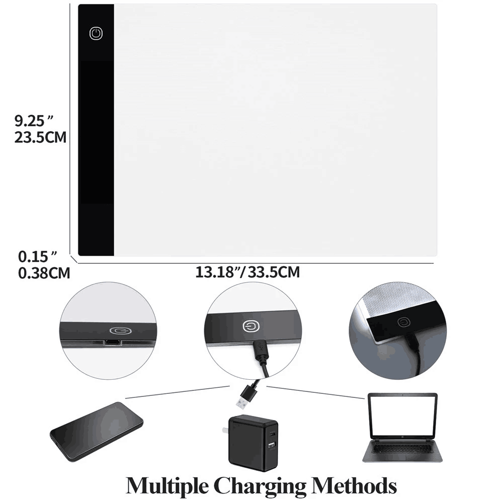 Tablette lumineuse LED A5/A4/A3 pour dessin et peinture diamant, support pour stylo, réglable, alimenté par USB, pour dessiner, tracer, accessoires