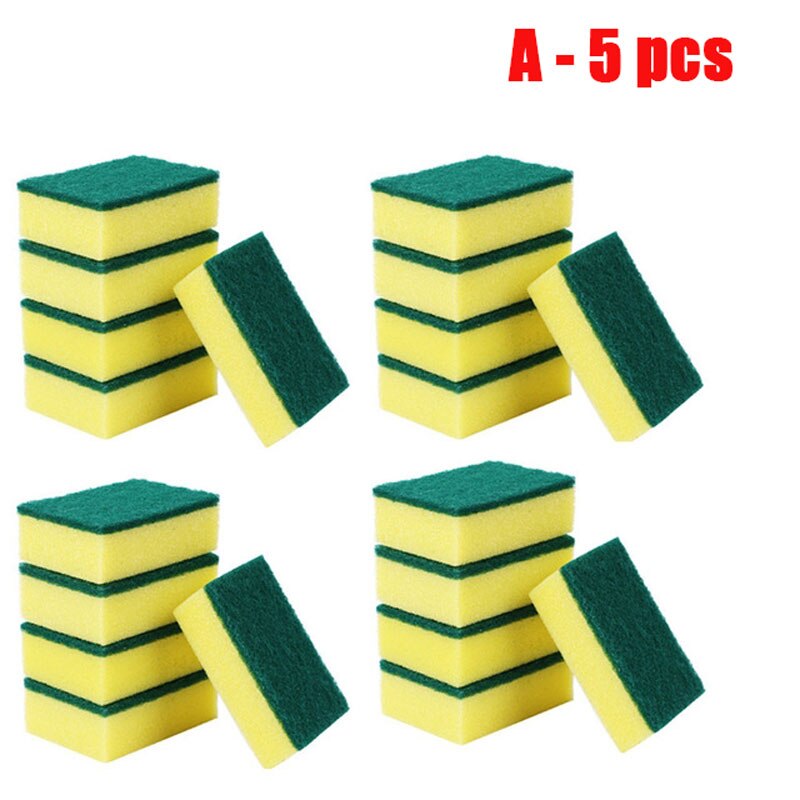 High Density Sponge Kitchen Cleaning Tools Washing Towels Wiping Rags Sponge Scouring Pad Microfiber Dish Cleaning Cloth Sponges: A - 5pcs