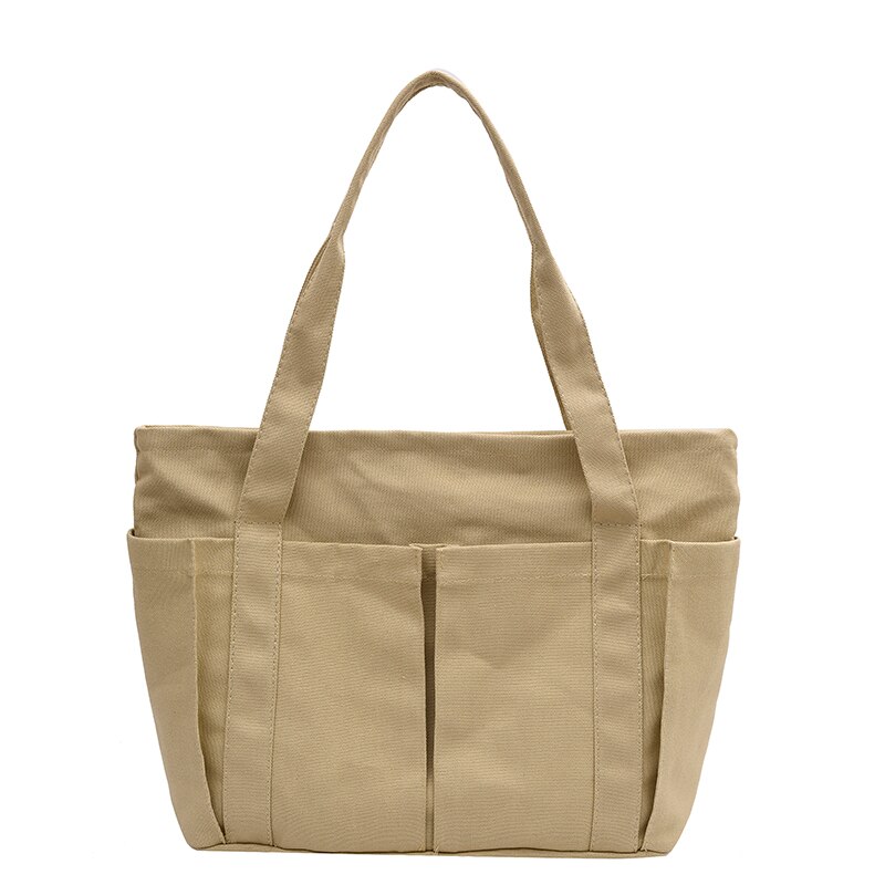 Casual Tassen Vrouwen 2022 Canvas Schoudertas Voor Vrouwen Grote Boodschappentas Portemonnees En Handtassen: Khaki Shoulder Bag
