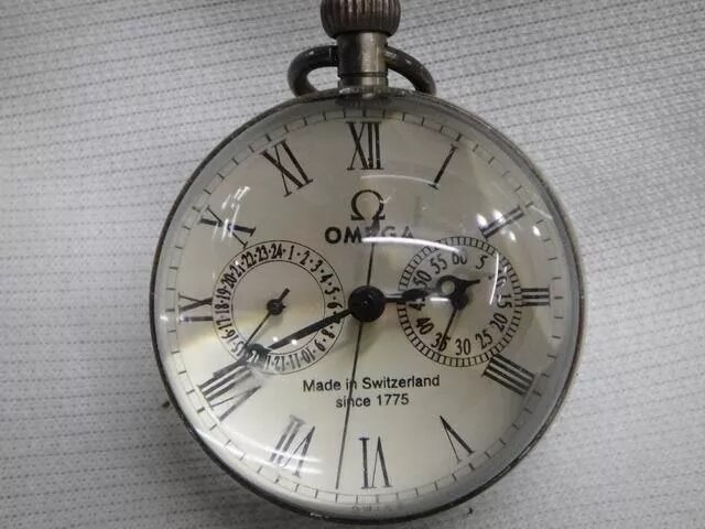 Chinese antique brass clock round spherical glass mechanical pocket watch: Default Title