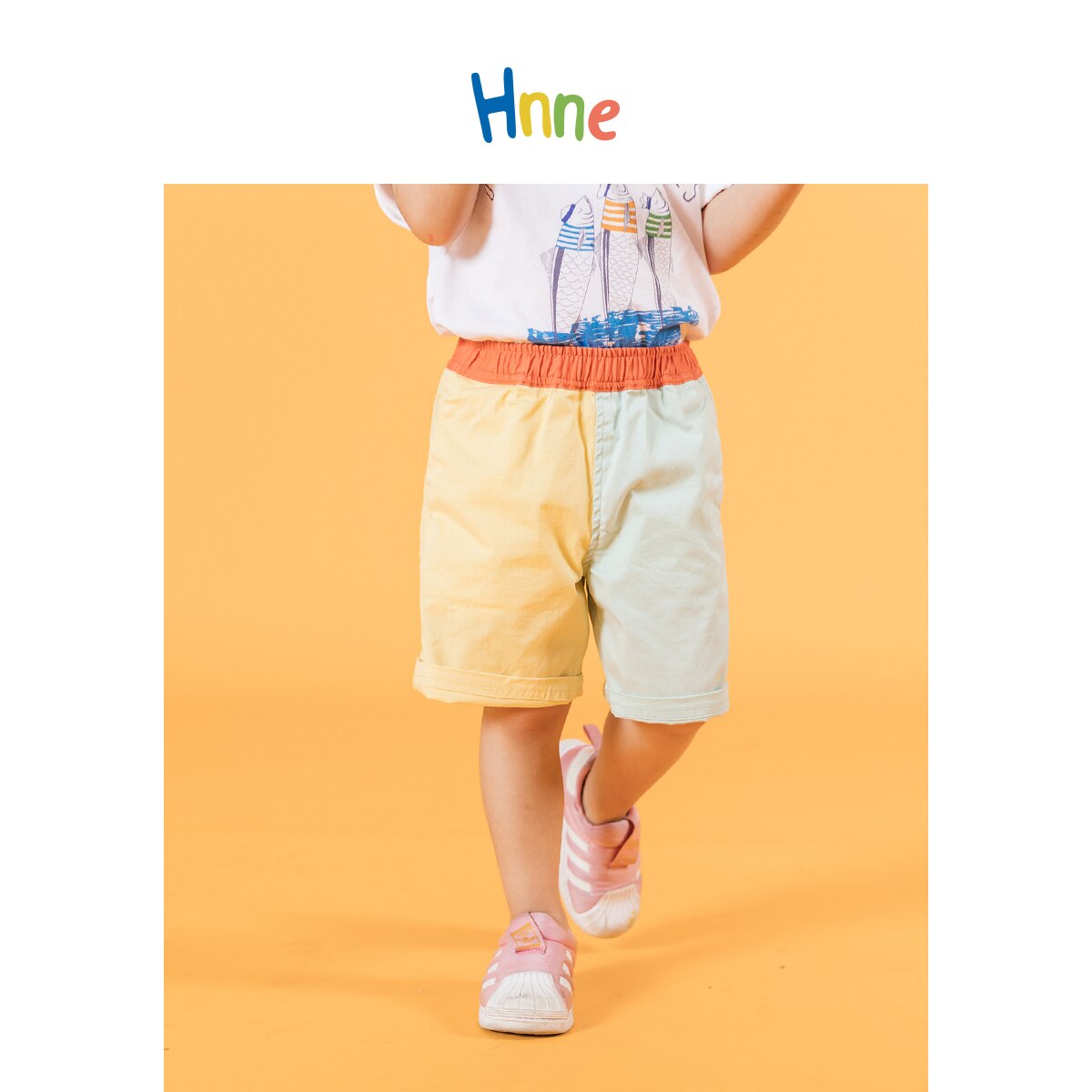 Hnne 2021 Summer New Contrast Color Shorts Children Garment Wash Unisex Boys Girls Casual Shorts High Quality Bottoms HJ150321