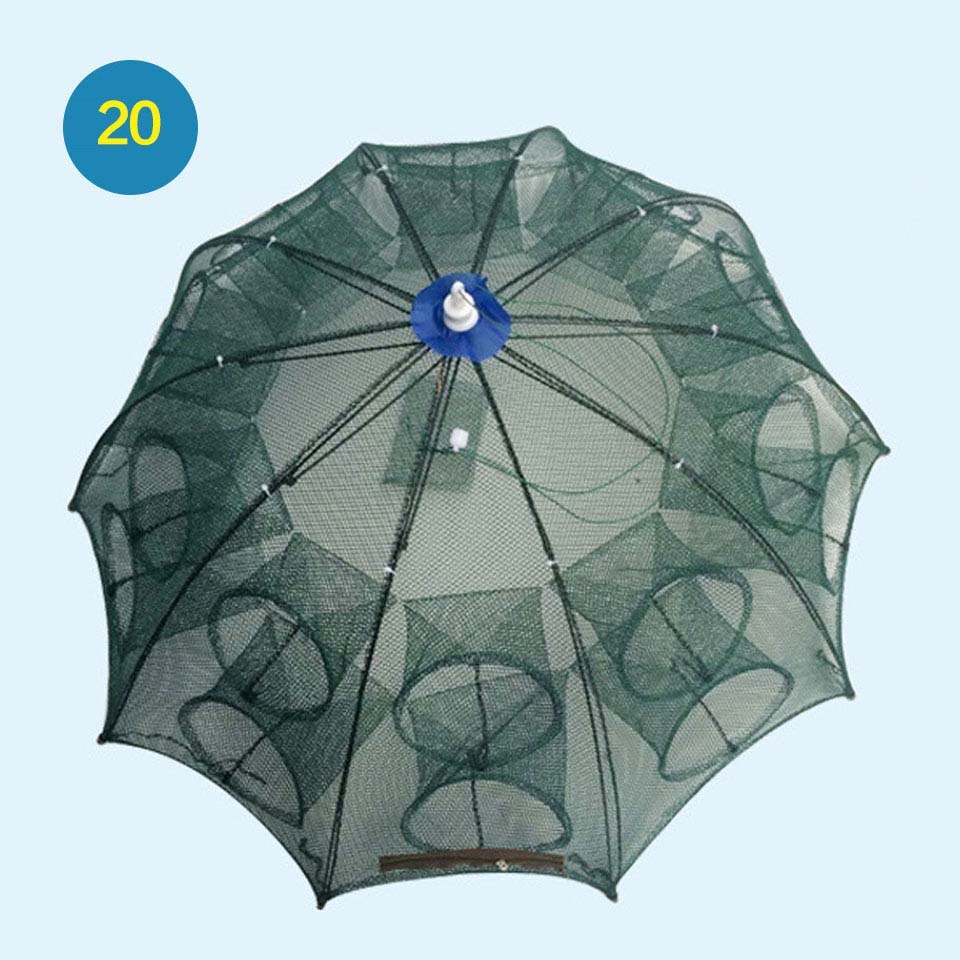 WALK FISH Strengthened 4-16 Holes Automatic Fishing Net Shrimp Cage Nylon Foldable Crab Fish Trap Cast Net Cast Folding Fishing: 10 Sides 20 Holes