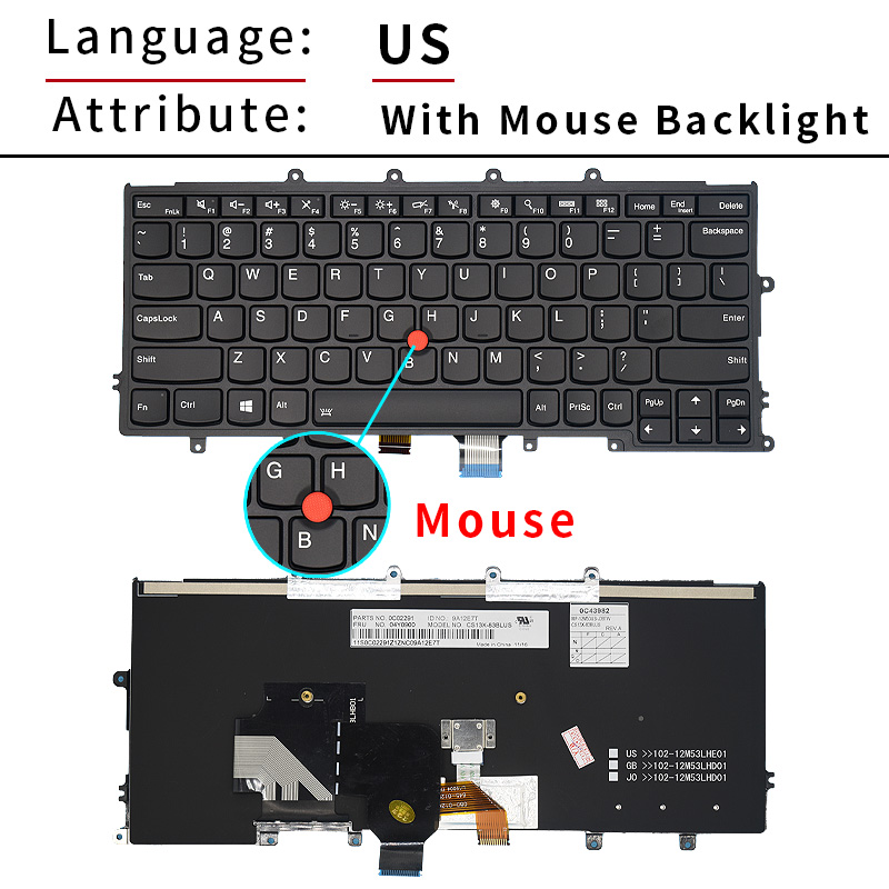 Clavier d'ordinateur portable russe américain pour Lenovo IBM ThinkPad X230S X240 X240S X250 X250S X260 X270 04X0213 04X0177 04Y0914 avec rétro-éclairage: Violet