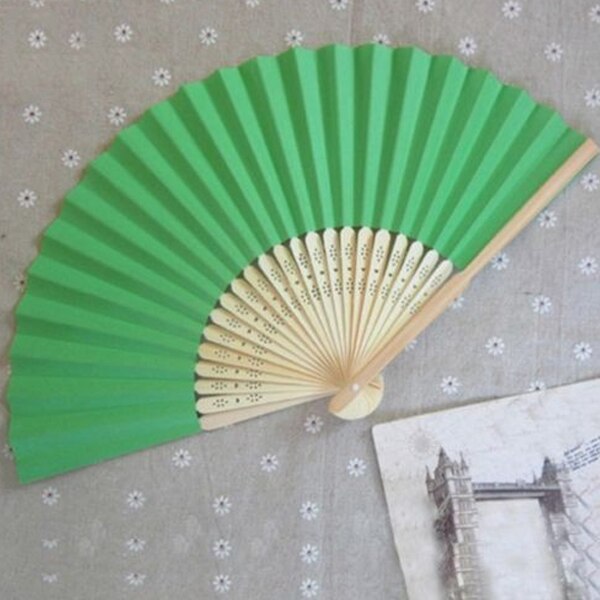 Sommer mini fan kinesisk bambus folding papir mønsterfri håndvifte hjem dekor