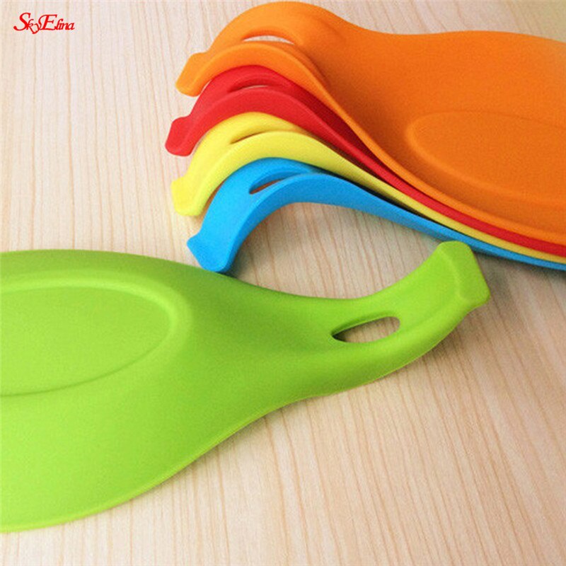 Silicone Spoon Insulation Mat Silicone Heat Resistant Placemat Tray Spoon Pad Drink Glass Coaster Kitchen Tool 5ZCF419