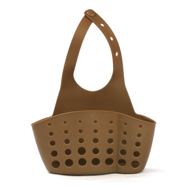 Kitchen Sink Hanging Drain Bag Basket PVC Sink Hanging Sponge Holder Storage Pouch Storage Basket 1Pcs: Brown