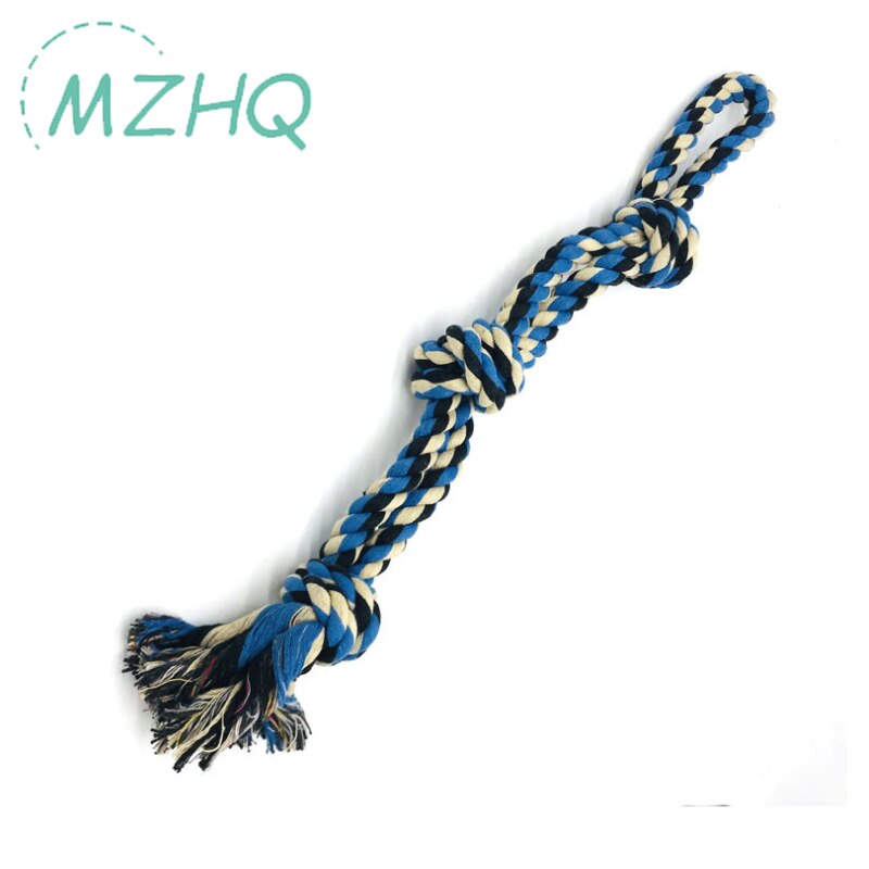 Cuerda de algodón interactiva para perros grandes, juguete portátil de 3 nudos, 58cm, 1 unidad La cuerda de mordida mide 58 cm de largo, el nudo tiene 7 cm de grosor y pesa alrededor de 365 gramos. Es adecuado para jue: QZM131-Blue yellow