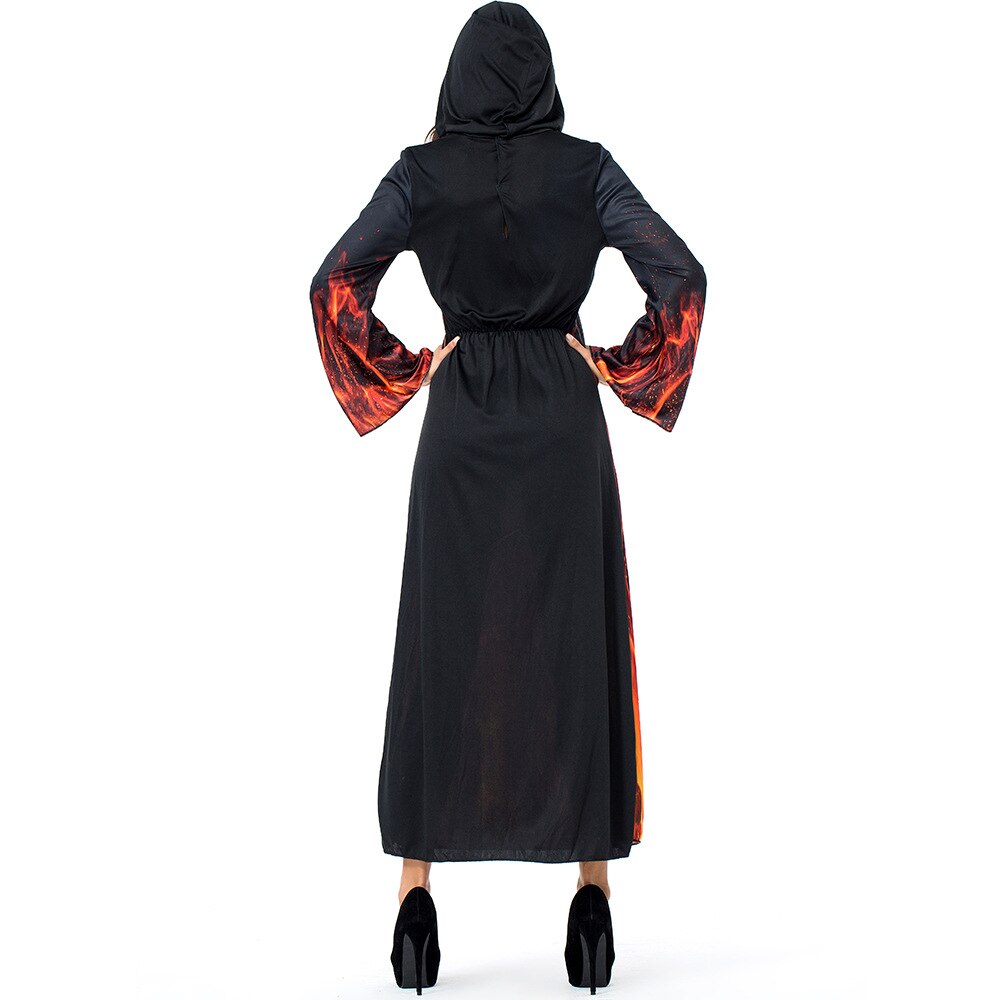 Umorden Vrouwen Underworld Hell Flame Fire Devil Kostuum Hoody Robe Halloween Carnaval Purim Party Kostuums