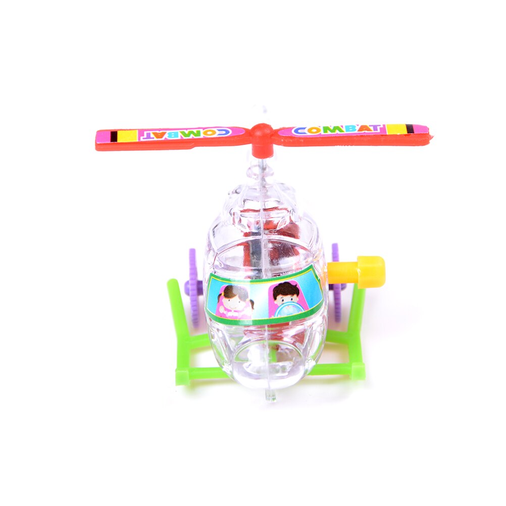 2Pcs Mini Clockwork Transparent Aircraft Somersault Running Wind Up Toy