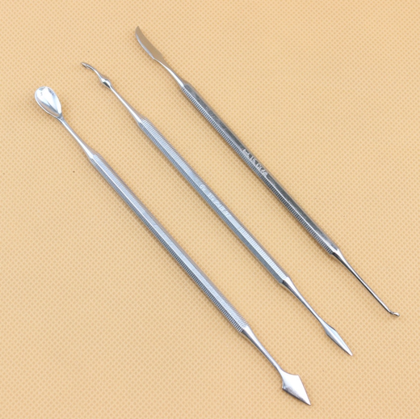 3 Stks/set Dental Wax Scoop Beeldhouwen Mes Rvs Dubbelzijdig Clay Carving Mes Tandarts Gereedschap Dental Pick Wax tool