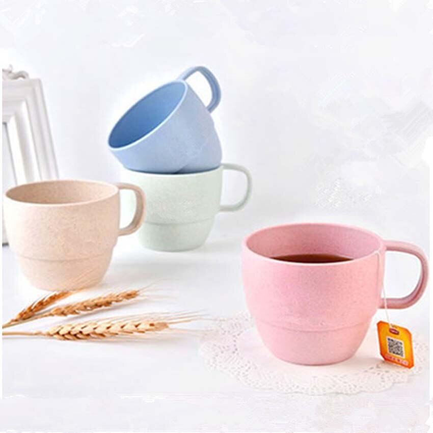 Tasse créative en paille de blé 250ml, 2 pièces, tasse à café, lait, petit déjeuner, joli, idée de pour les bébés et les enfants