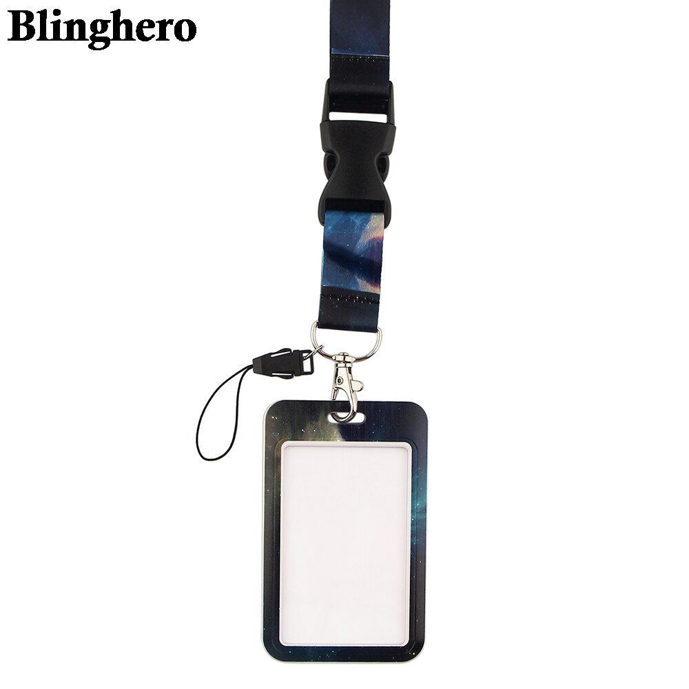 CB431 Starry Sky Art Lanyard Card Holder Student Hanging Neck Phone Lanyard Badge Subway Access Card Holder Office Accessories