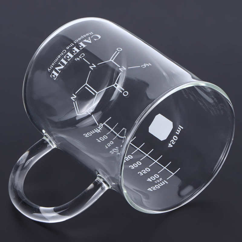 16 Ounces Transparent Beaker Mug Borosilicate Glass Cup Chemistry Mug with Handle and Measuring Scale for Coffee Tea