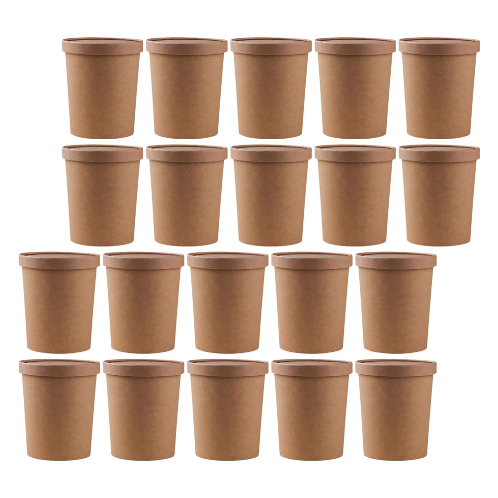 25 Sets Kraft Paper Packing Cups Porridge Cups Takeaway Boxes Waterproof Paper Cups