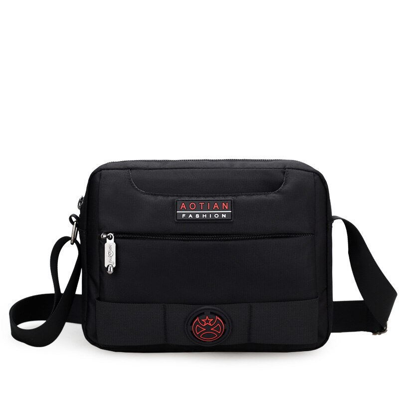 AOTIAN, , bolsos de mensajero para hombres, mochilas escolares de Nylon, bolso cruzado de oxford para viajes, bolsas de negocios: Black