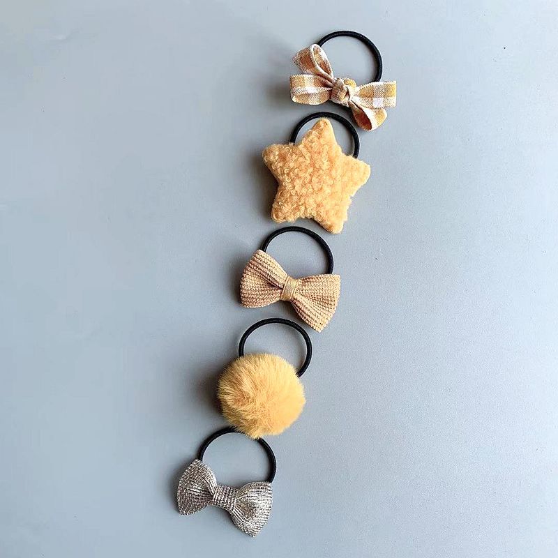5 Stks/set Baby Hoofdbanden Elastische Hair Ties Band Rope Meisje Pompom Bal Boog Haarband Leuke Boog Bloem Hoofddeksels Baby Haar accessoires: 1