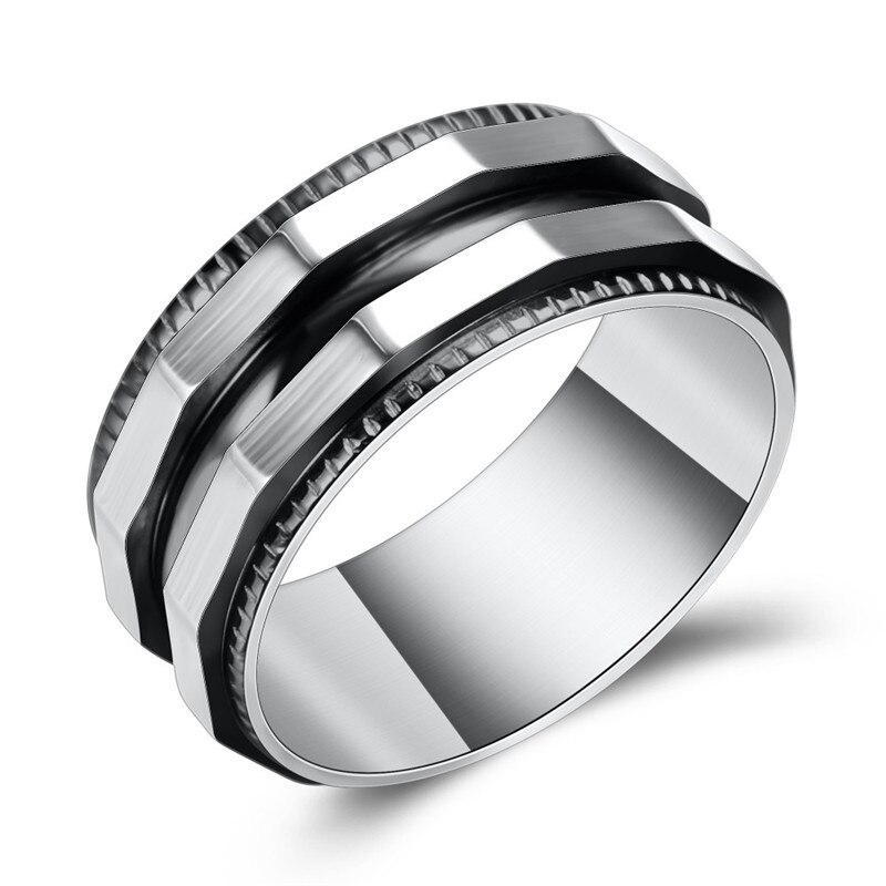 Modyle cool punk titanium stalen herenring voor mannen, zwart goudkleurig, herenring in punkstijl, feestsieraden: 11 / 15291