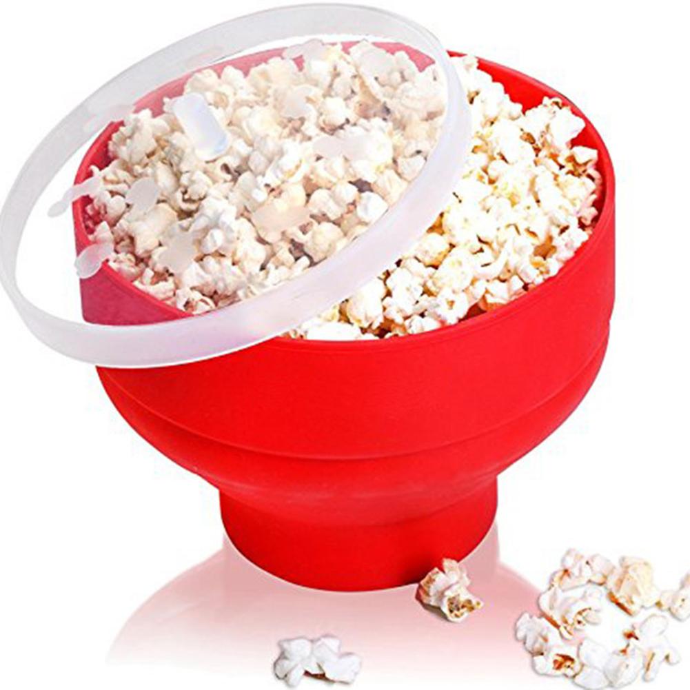 Magnetron Popcorn Maker Opvouwbare Siliconen Popcorn Popper Kom Pop Corn Kom Met Deksel Voor Thuis DlY Air Popcorn Popper kom
