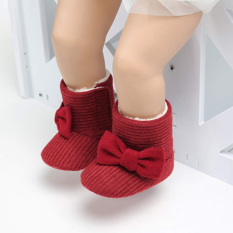 Warmom Leuke Herfst Winter Baby Schoenen Baby Meisje Jongen Boog Knoop Baby Laarzen Casual Sneakers Antislip Zachte Zolen wandelschoenen