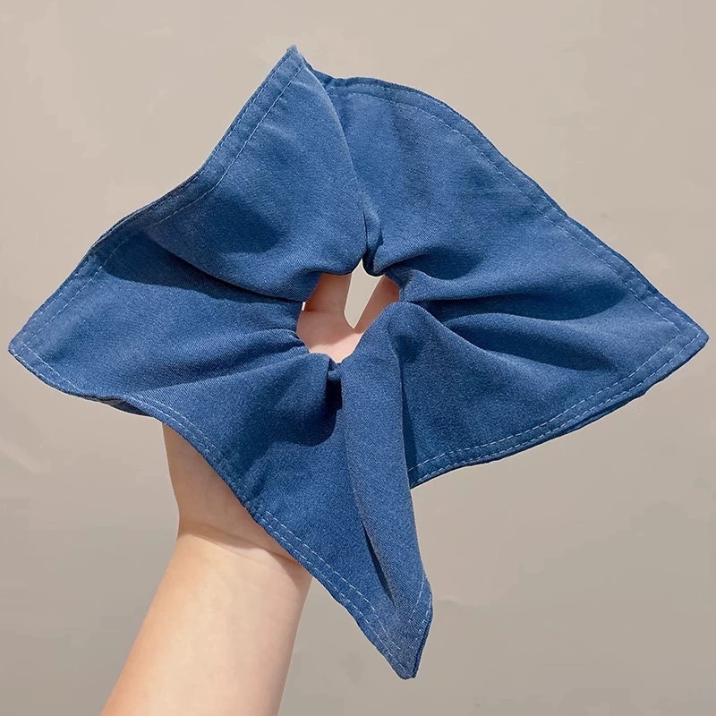 Elegante grande lenço quadrado círculo de cabelo para mulheres meninas elástico cetim hairbands laços de cabelo moda bandana acessórios para o cabelo: Branco