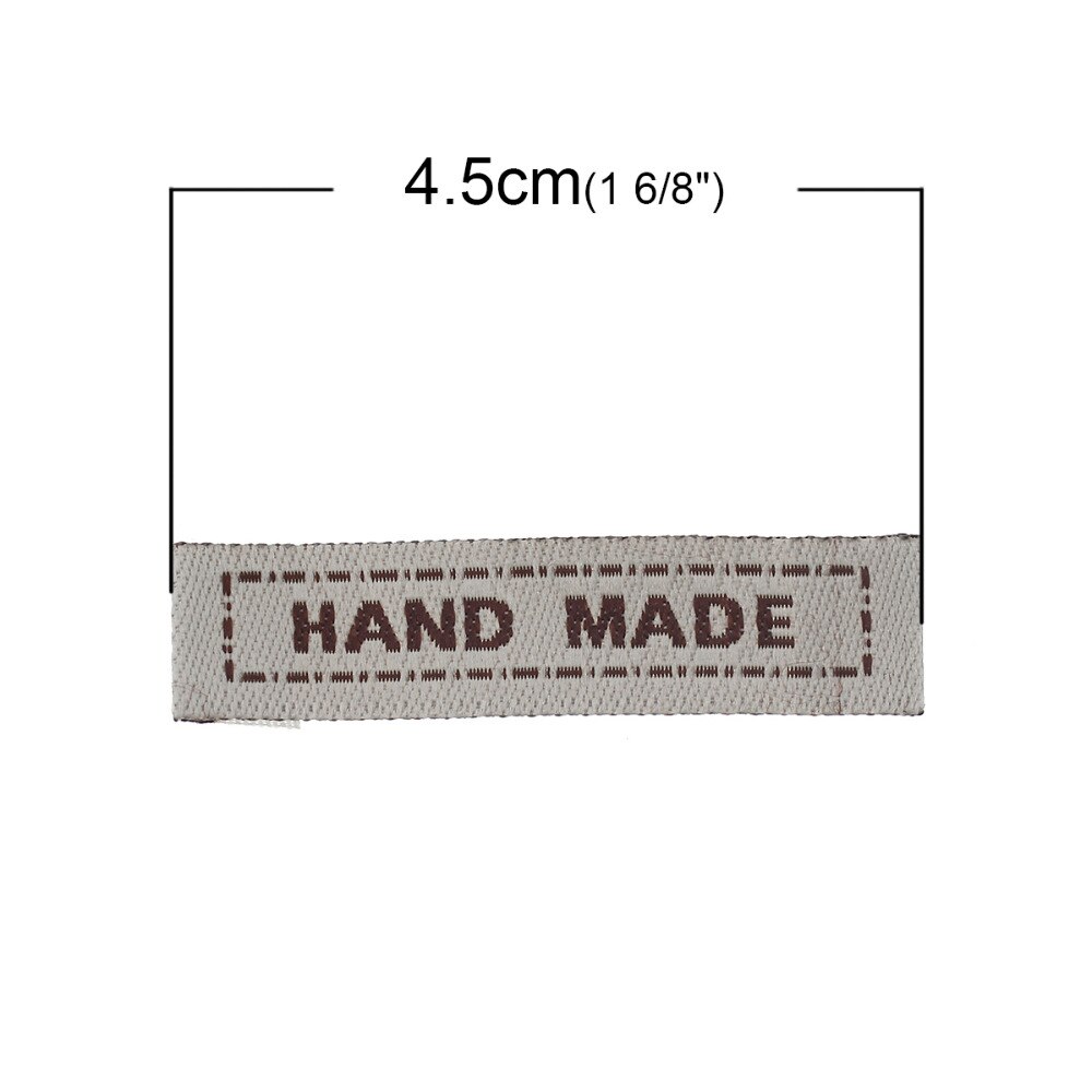 Mærke 100 stk. håndlavede tøjplejeetiketter til vævet tøjmærke, vaskbar etiket, tøjmærker, etiketter 4.5cm