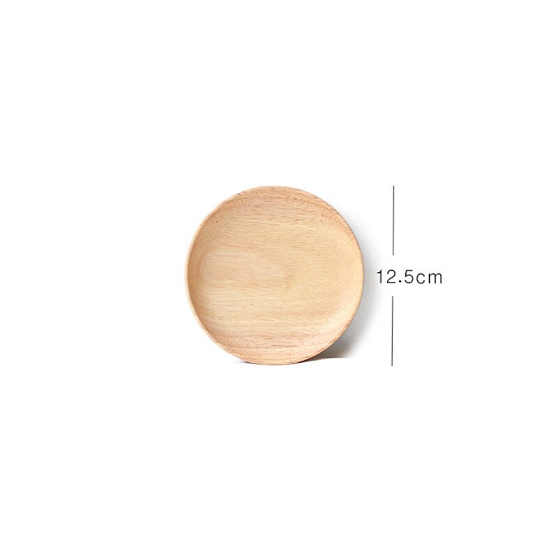 Whole Wood Lovesickness Wooden Tray Tableware Round Solid Wood Plate Dishes Saucer Tea Tray Dessert Dinner Plate Home Dinnerware: Round-12.5cm