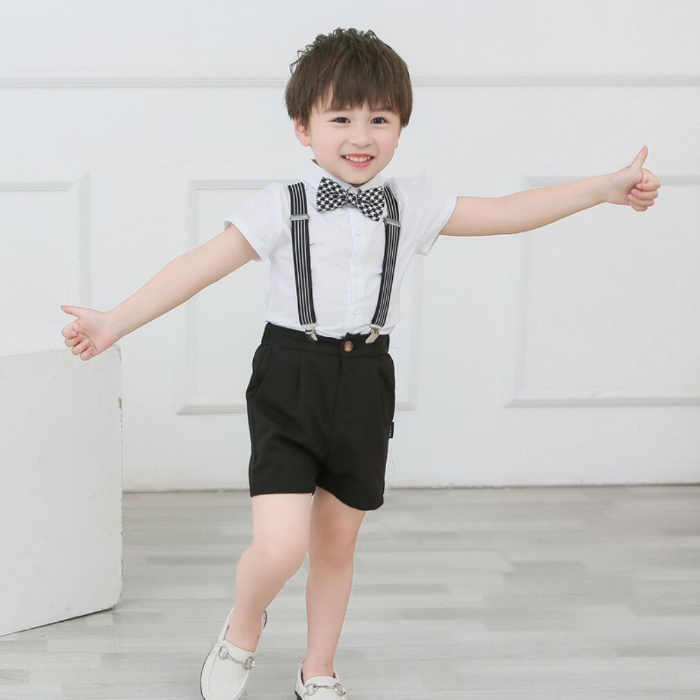 Summer Baby Boy Costume Black White Blazer Shorts Kids Formal Suits Children School Outfits Little Host Models Boys Dress