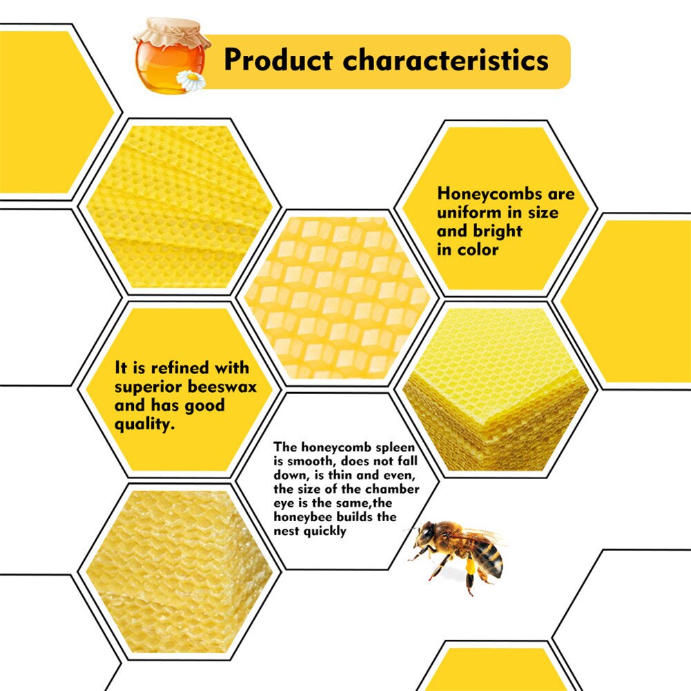 Hojas de cera de abeja con textura de panal, Base de nido de escamas recubierta de cera de abejas, 10 Uds./30 Uds., NIN668