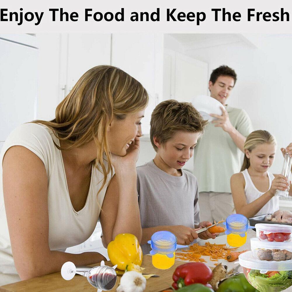 6pcs/set Reusable Silicone Stretched Food Lids Cookware Cap Vacuum Sealed Fresh Cover