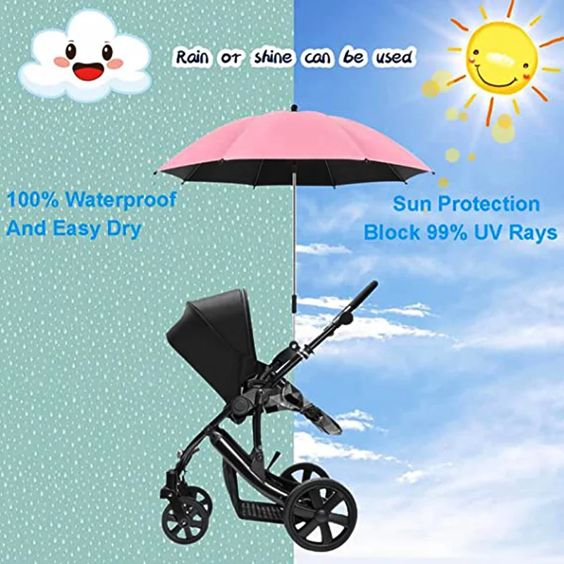 Ombrello per passeggino con protezione UV con morsetto protezione solare universale copertura per passeggino antipioggia ombrello accessori per passeggino