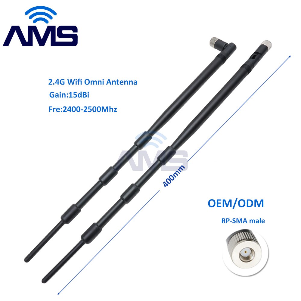 AMS – routeur aérien sans fil SMA externe, mâle en caoutchouc canard, 2400-2500mhz, 15 antennes dBi omni 2.4 ghz wifi hf, en usine: One RP-SMA antenna