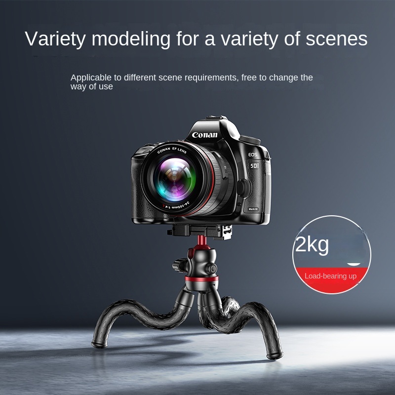 VBNBV trípode de pulpo Flexible portátil DSLR 2 en 1 trípode de con soporte para teléfono zapata fría lateral tornillo de 1/4 ''para cámara