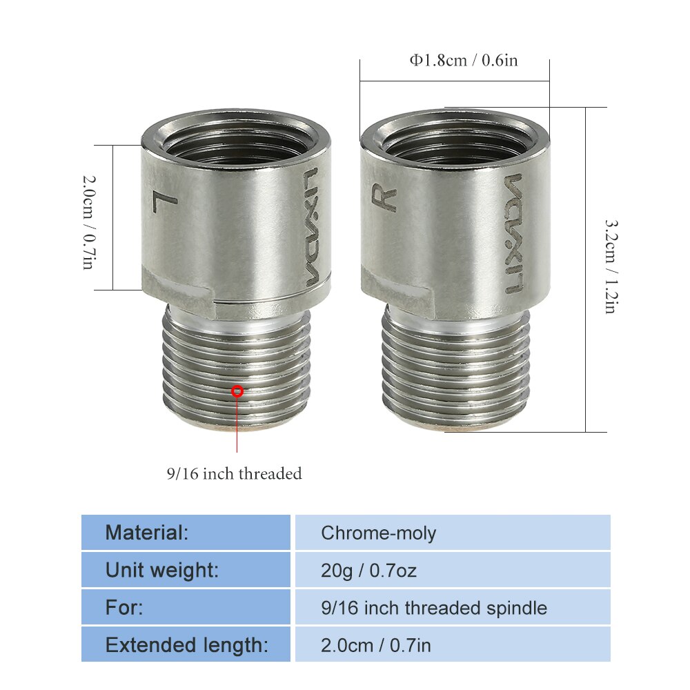 Lixada Staal Titanium Links Rechts Fiets Pedaal Extenders Fiets Pedaal Spacers Voor Mtb Road Fiets Pedalen 9/16 Inch: Steel