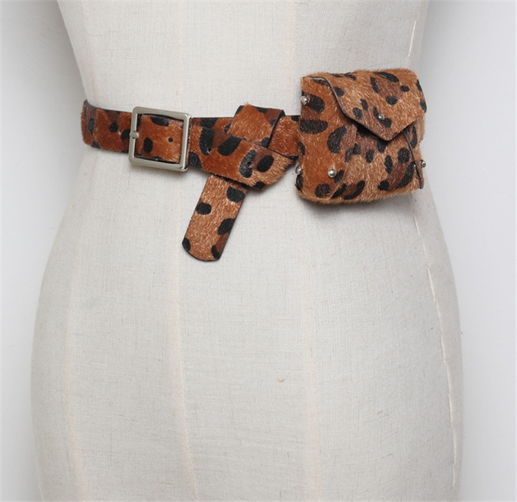 Herfst Luipaard Vrouwen Riem Tas Taille Fanny Pack Mode Verstelbare Mini Riem Taille Zakken Dame Kleine Riem Kaarten Portemonnee Sleutel pouch Zak: coffee