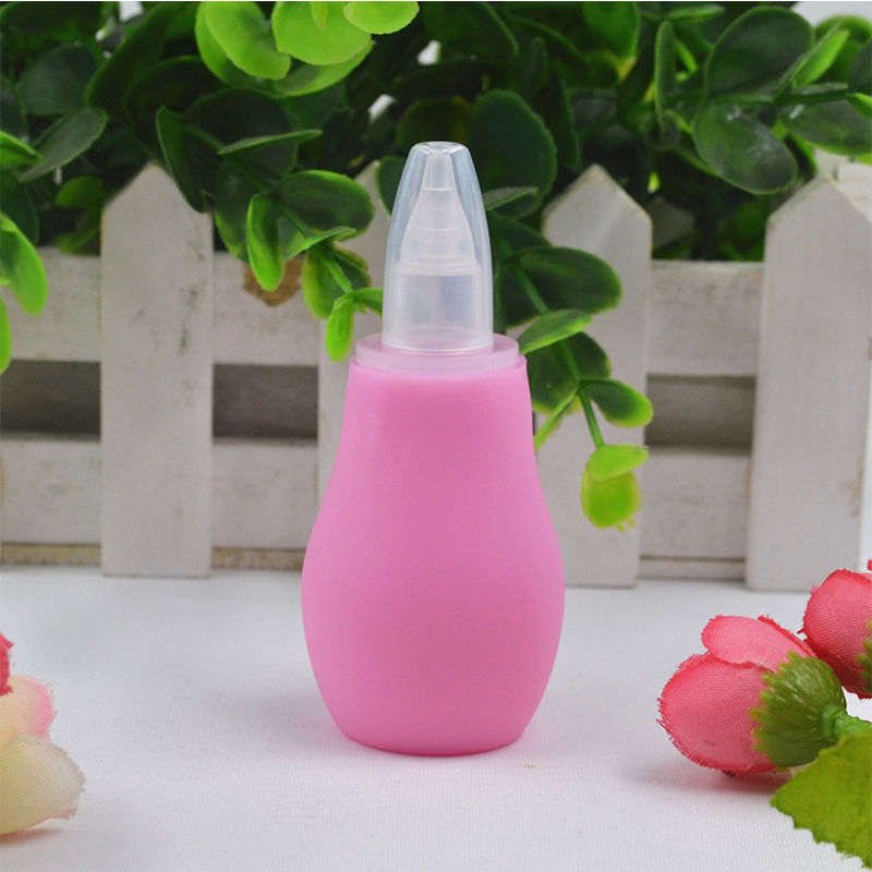 1pcs Newborn Silicone Baby Safety Nose Cleaner Vacuum Suction Children Nasal Aspirator Baby Care Diagnostic Tool: pink